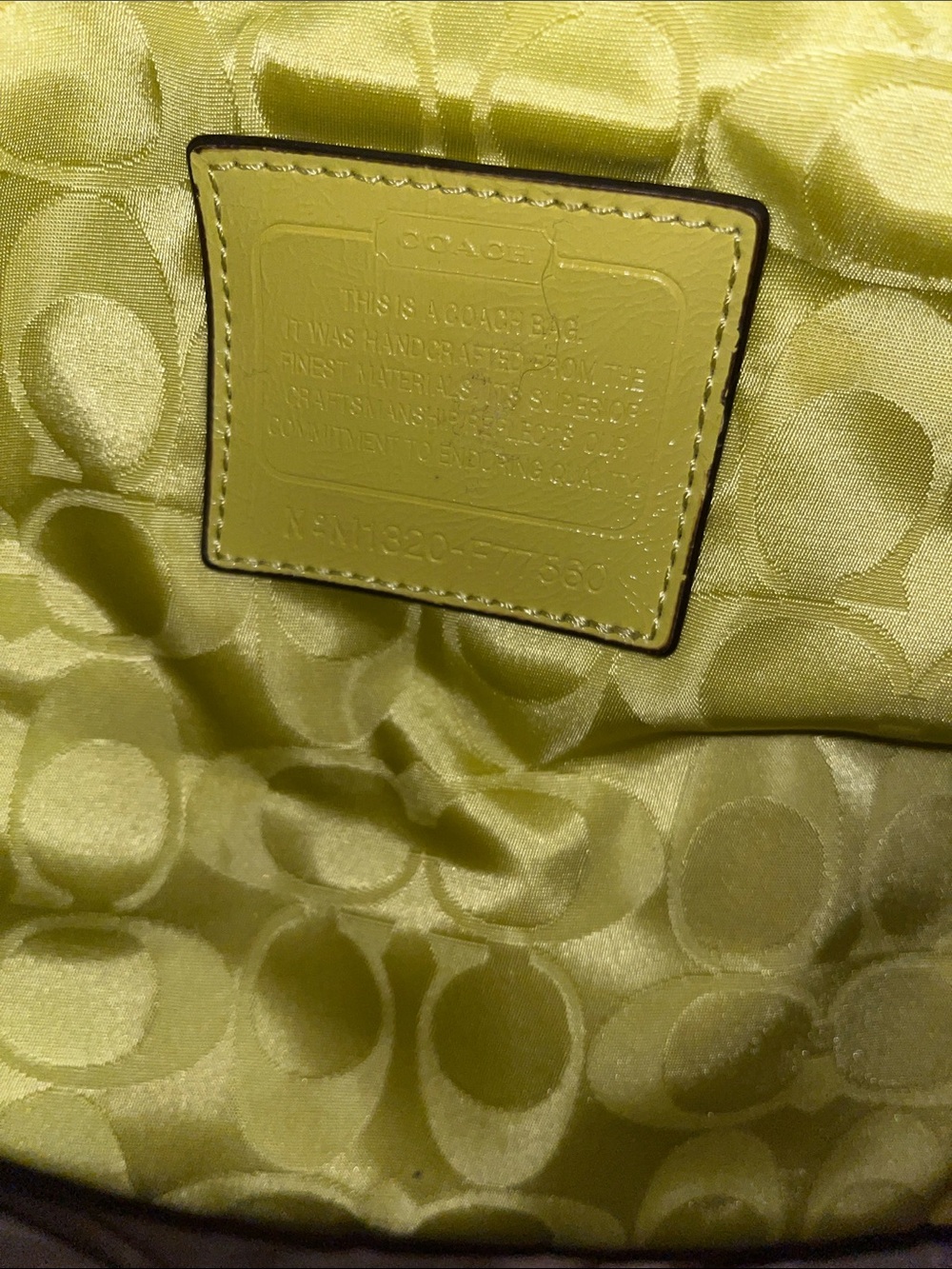 Coach Two-Tone Yellow and Ivory Signature Tote with Pink Hangtag - Picture 5 of 6